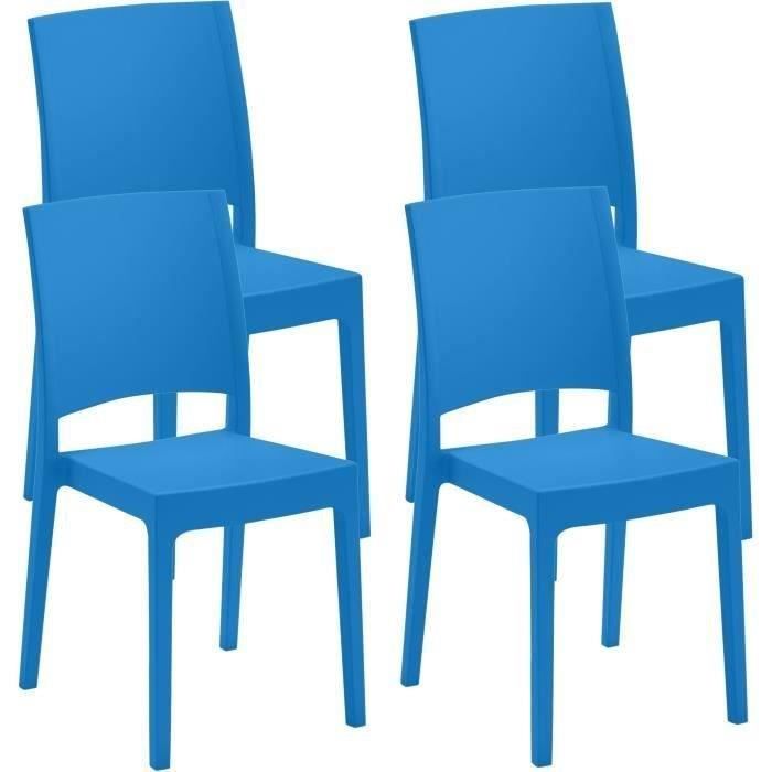 Lot de 4 chaises de jardin FLORA ARETA - 52 x 46 x H 86 cm - Azur
