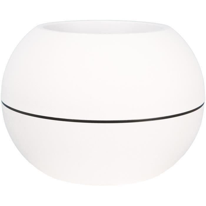 Fioriera rotonda RIVIERA GRANIT BOULE - Plastica - Diametro 50 cm - Bianco