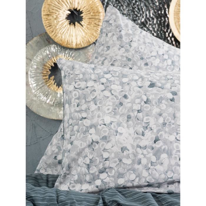 Image secondaire de Parure de lit - 1 housse de couette 220 x 240 cm + 2 taies d'oreiller 60 x 60 cm - 100% coton renforcé - Anthracite