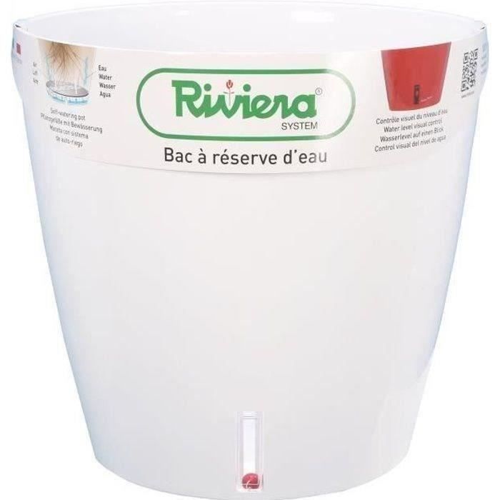 Pot de fleurs rond - RIVIERA - Eva New - Plastique - � 30 x H 27,5 cm - 14,5 L - Blanc