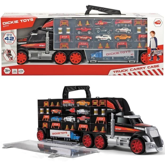 Camion Transporteur de Voitures Dickie Toys avec 7 Véhicules Die-Cast - 62 cm