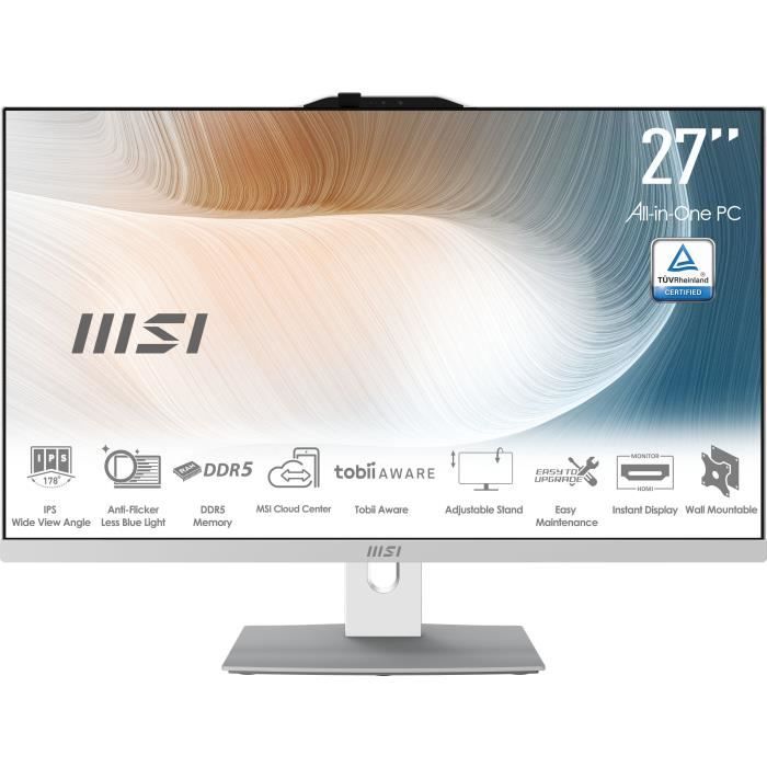 Image secondaire de PC Tout-en-un MSI - 27'' - Sans Windows -Ecran FHD - Core 7 150U - RAM 16Go - Stockage 1To - Pied ajustable - Clavier et souris
