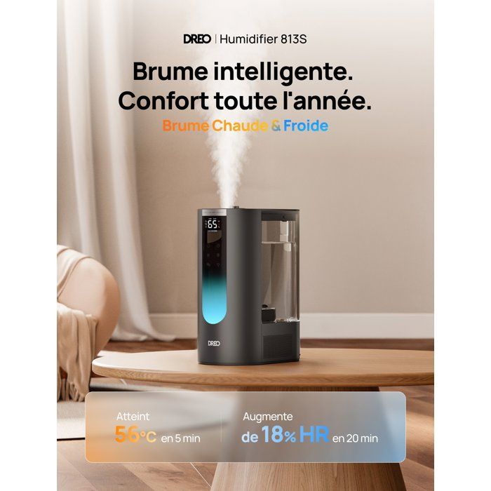 Image secondaire de Humidificateur DREO HM813S - Brume Chaude et Froide, 6L, 45h d'Autonomie