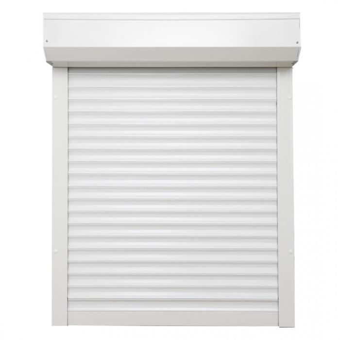 Volet roulant H145 cm x L120 cm Aluminium recoupable en largeur et hauteur - Manoeuvre manuelle sangle - Coloris Blanc - PROTECTA