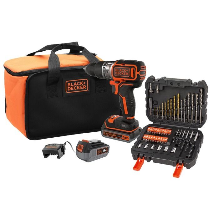 Image secondaire de Perceuse à percussion sans fil BLACK+DECKER 18V avec 2 batteries et accessoires