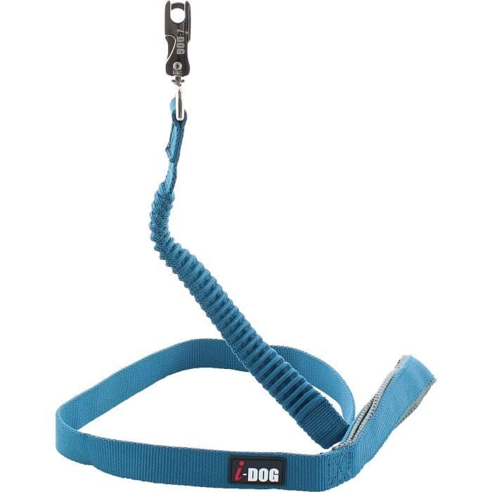 Laisse Confort Elastique I-DOG 120 cm Coloris Bleu