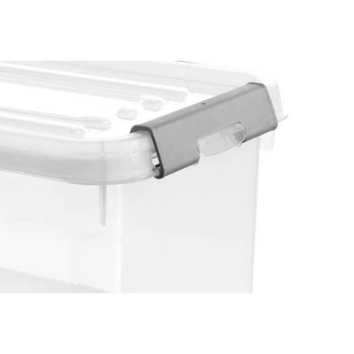 CURVER | Handy box - Plus 35L + clips gris avec couvercle 100% recyclée