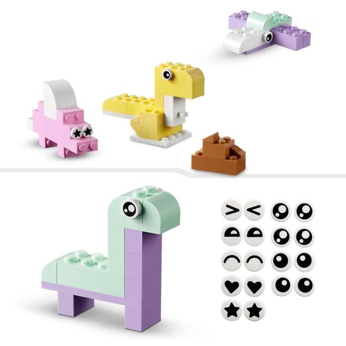 LEGO Classic 11028 L'Amusement Créatif Pastel, Jouets Briques avec Dinosaure et Chat, Cadeau