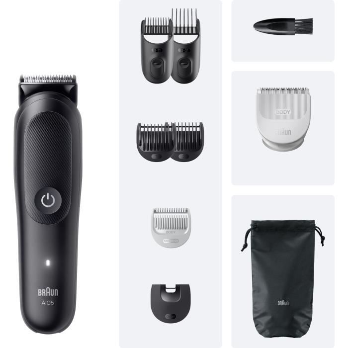 Image secondaire de Tondeuse cheveux et barbe - BRAUN - AIO5540 - 120 min - 14 réglages - Noir
