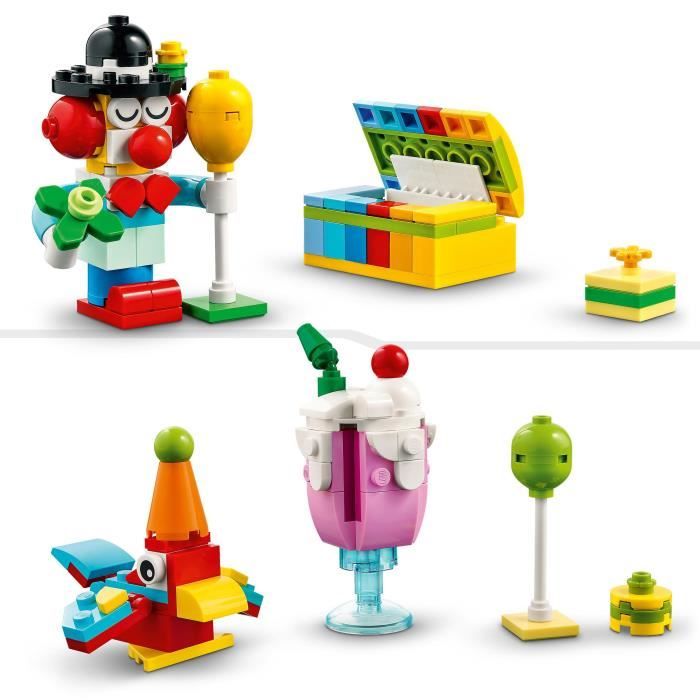 LEGO Classic 11029 Boîte de Fete Créative, avec 12 Mini Jouets en Briques : Licorne, Clown