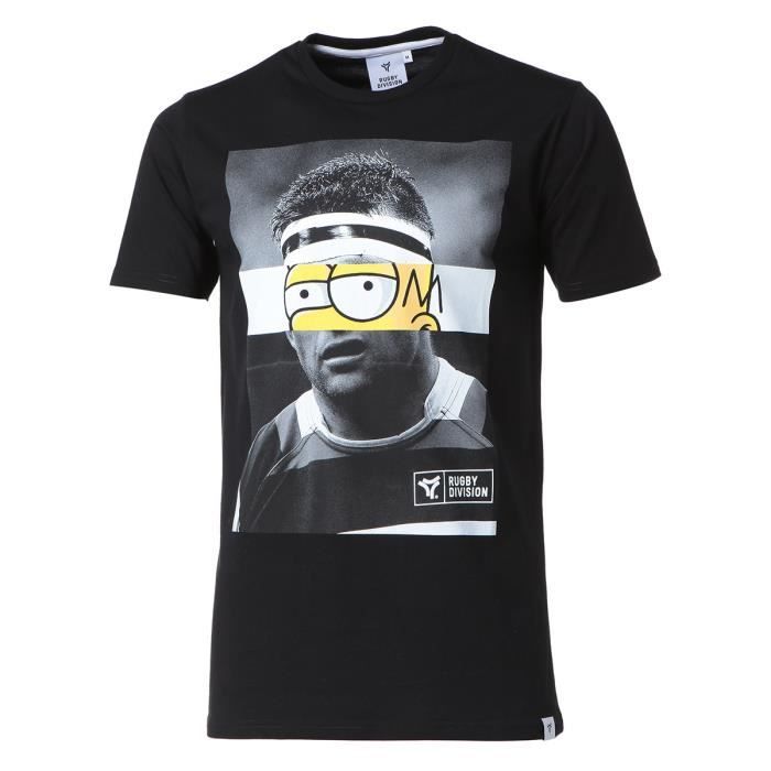 RUGBY DIVISION T-shirt col rond Face - Homme - Noir