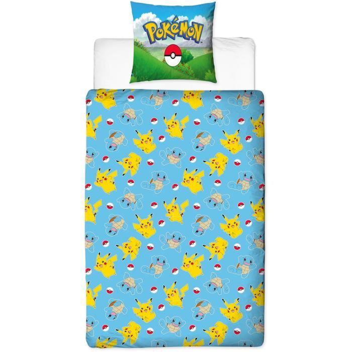 Image secondaire de la Parure de lit - POKEMON - Pikachu et ses amis - Bleu - Microfibre - 1 housse de couette 140 x 200 cm + 1 taie 63 x 63 cm