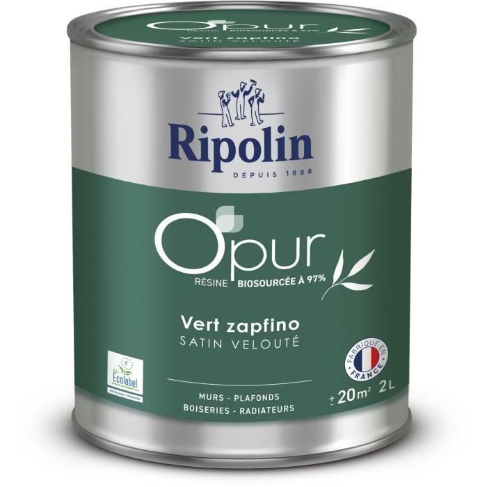 Vernice O'PUR per pareti, legno e radiatori - RIPOLIN - 472187 - Verde Zapfino - Velluto satinato - 2 L