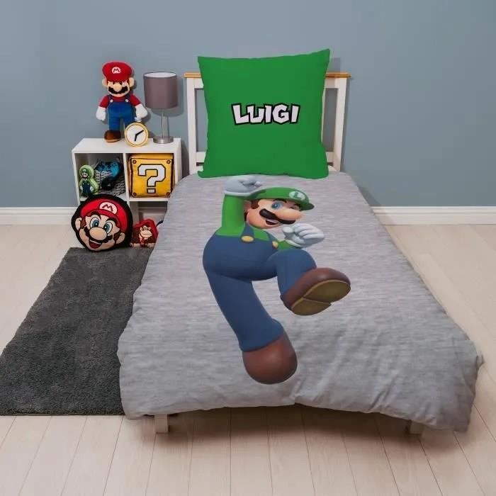 Image secondaire de Parure de lit réversible - MARIO BROS - Mario et Luigi - Microfibre - 1 housse de couette 140 x 200 cm + 1 taie 63 x 63 cm