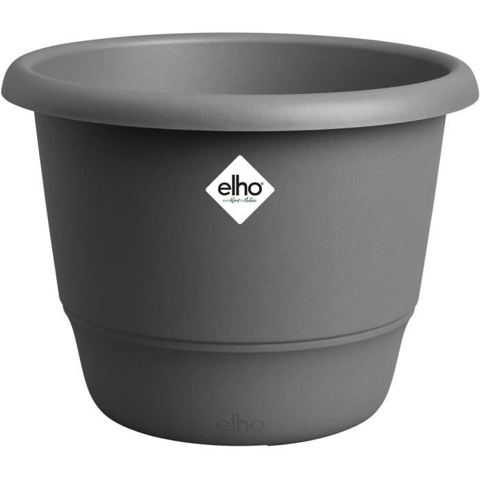 Pot de fleurs - ELHO - Amiga Rond 25 - Noir - L 25 x B 24.5 x H 18 cm - Extérieur - 100% recyclé