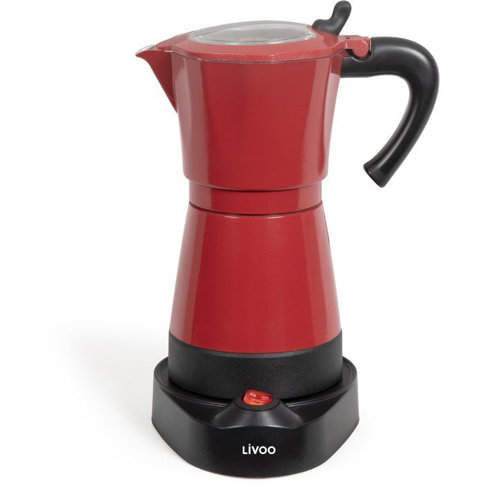 Cafetière italienne électrique LIVOO - 6 tasses - Rouge et Noir
