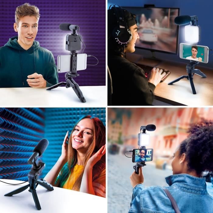 Kit de Vlogging - Studio creator - Kit de Podcast & Vlogging avec lumiere et Microphone - INF 033 - Canal Toys