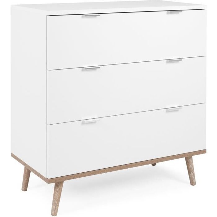Göteborg Chest of Cassers - 3 cassetti - decorazioni in quercia bianca Sonoma - Scandinavo - L 79,8 x d 40 x H 86,5 cm