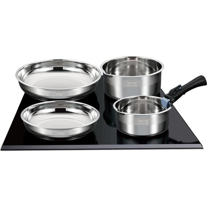 Image secondaire de Batterie de cuisine induction - ARTHUR MARTIN - AM0566 - 18 pieces - Poignée amovible - Tous feux dont induction - Acier inoxyda