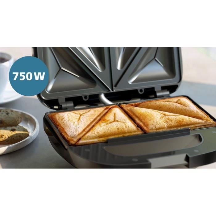 Image secondaire de Appareil a croque-monsieur - PHILIPS - HD2331/90 - 750 W - Plaques triangulaires - Noir