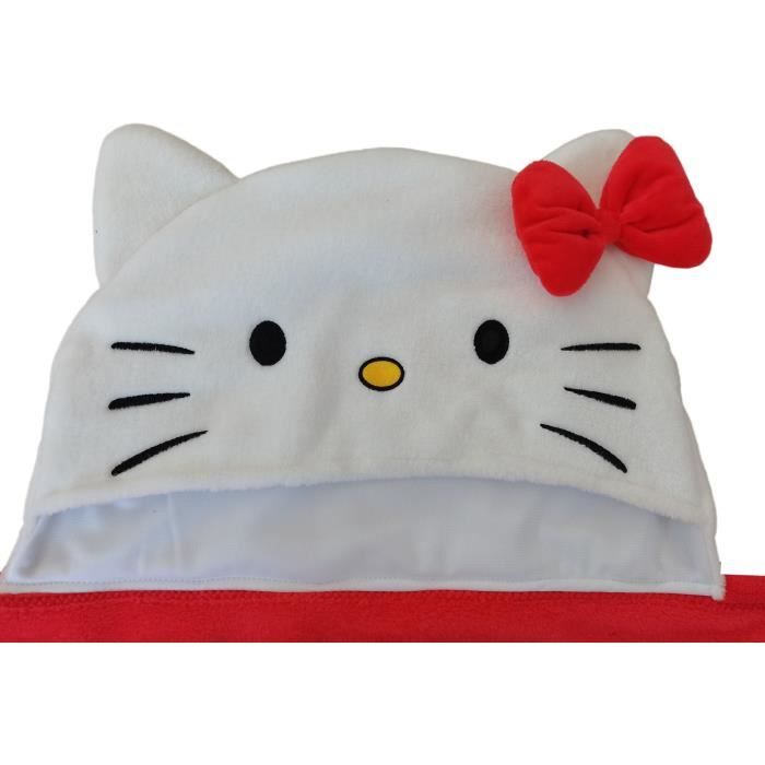Image secondaire de Plaid polaire a capuche 3D - HELLO KITTY - Rouge - 120 x 150 cm