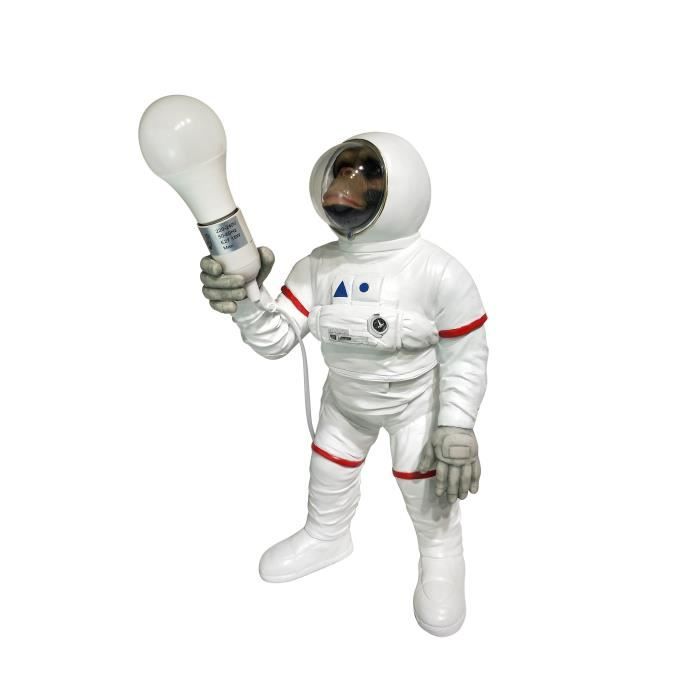 Statue Singe astronaute avec lumiere - 24 x 22,5 x 47,5 cm - Blanc