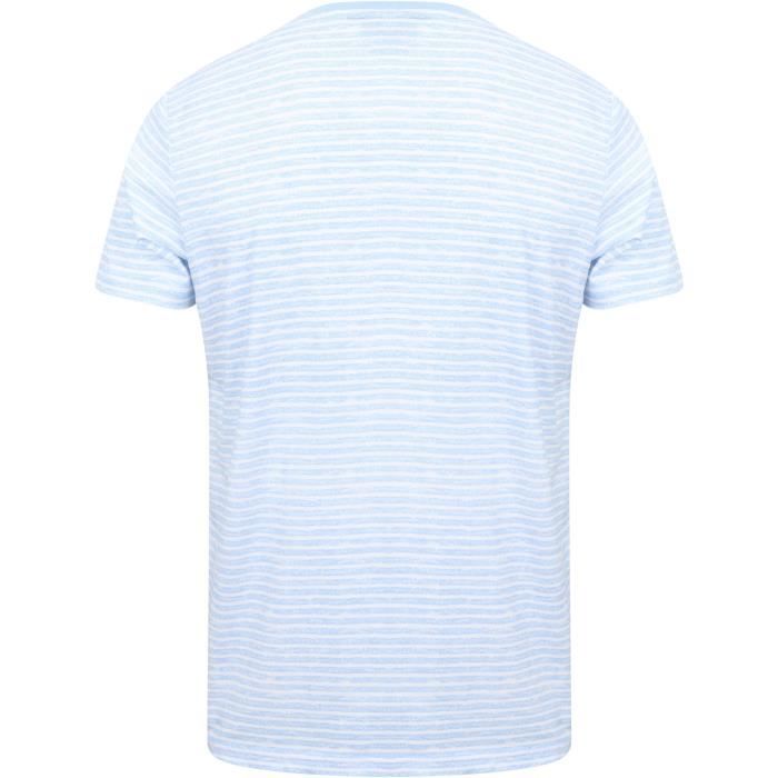 SOUTH SHORE T-Shirt Rayé avec Poche Poitrine Bleu/Blanc Homme