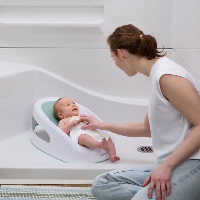 Image secondaire de INGENUITY Transat de bain bébé fille antidérapant, de 0 a 6 mois ou 9kg, transat perforé pour laisser couler l'eau, Vert