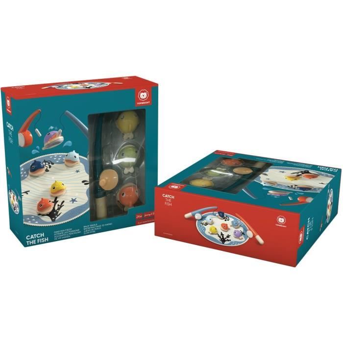 Image secondaire de Attrape les Poissons, jeu éducatif, 6 poissons magnétiques, 2 cannes a peche, tapis en tissu, Pour enfant des 2 ans, TOP BRIGHT
