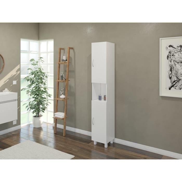ESSENTIEL - Colonne de salle de bain 2 portes - Blanc - L 30 cm