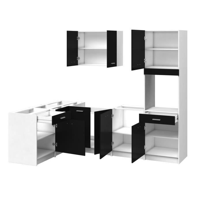 EXTRA - Cuisine complete d'angle colonne L 300cm - Noir Mat