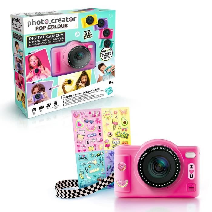 Canal Toys - Photo Creator -Appareil Photo Numérique Pop Couleur Rose- Avec carte SD 8Go incluse - CLK 042