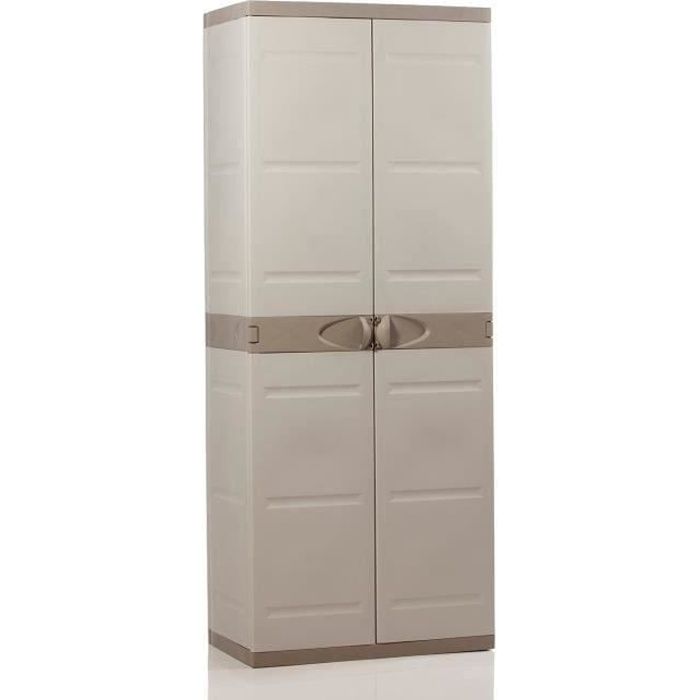 Titanium Plastiken High Cabinet 2 Doors With Etages 70 x 44 x 176 cm Beige and Taupe Titanium Interior and Outdoor range