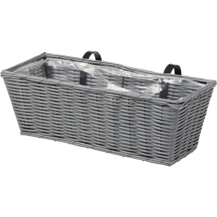 Giardiniere - Finto rattan - Grigio - 48 cm - SMART GARDEN