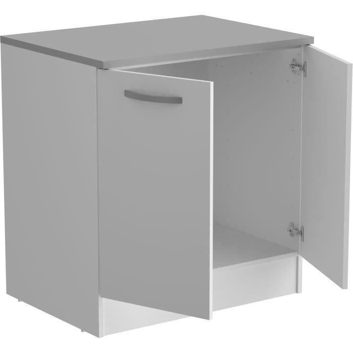 Image secondaire de Meuble bas de cuisine OSLO - 2 portes - Blanc - 80 cm