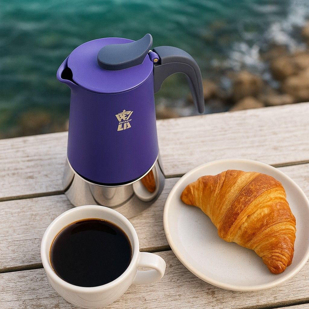 Image secondaire de Cafetière Italienne PEZZETTI STEELEXPRESS en Acier Inoxydable - 4 Tasses - Bleu Indigo