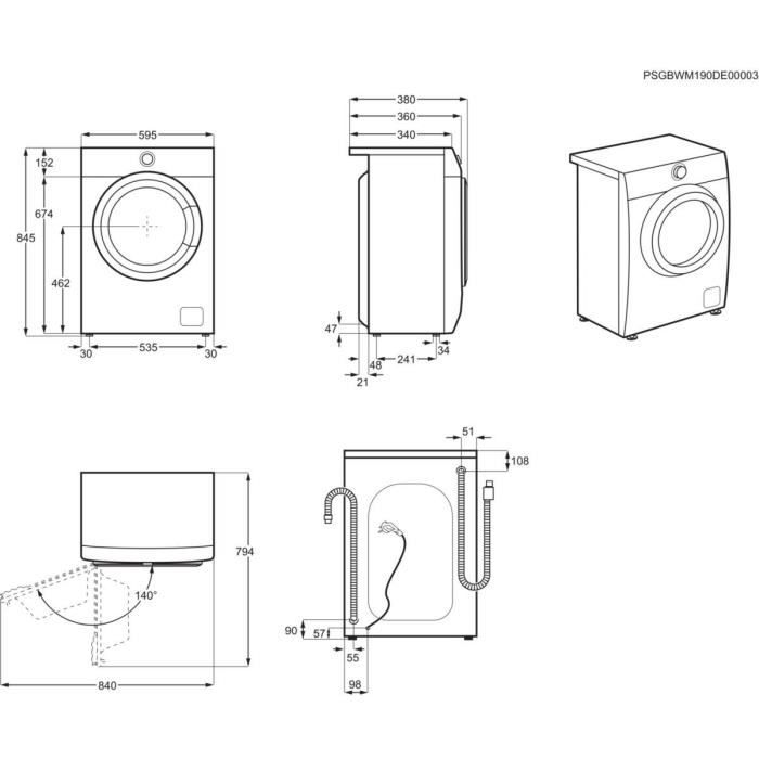 Lave-linge hublot compact ELECTROLUX EW6S1043NDU - 4 kg -Blanc - Moteur universel - 1000 trs/min