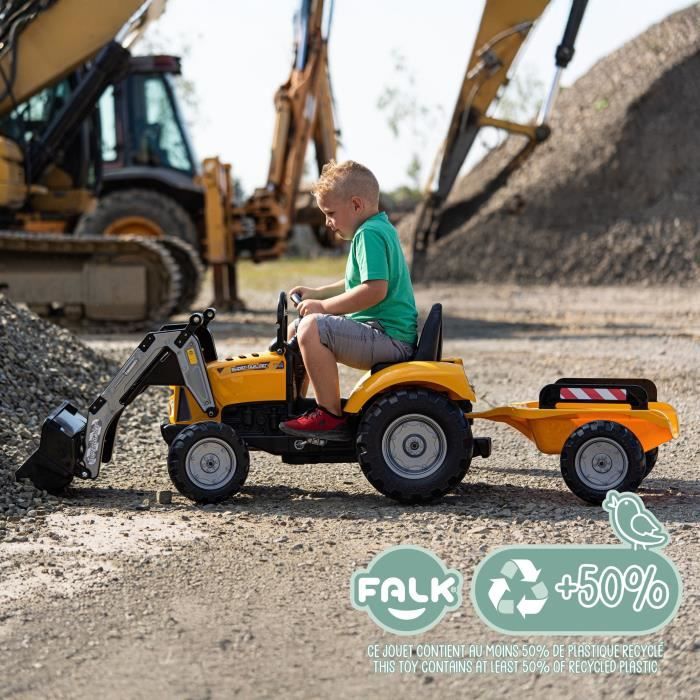 Image secondaire de Tractopelle à Pédales SuperBuilder - FALK avec Capot Ouvrant et Remorque