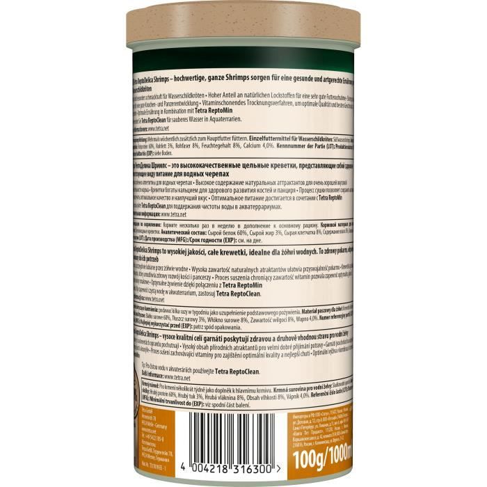 Image secondaire de Tetra Repto Delica Gammarus - TETRA - Aliment complémentaire naturel pour les tortues d'eau - 1 L