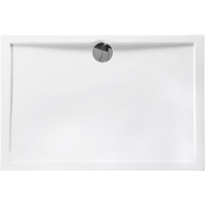 ALLIBERT Receveur de douche Slim rectangle bonde centrée - 80 x 120 cm - Blanc
