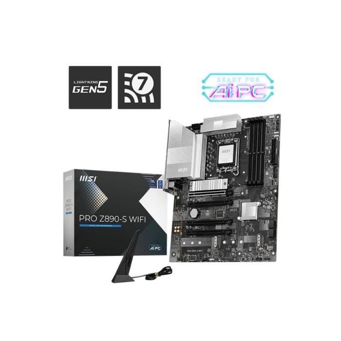 Scheda madre - MSI - PRO Z890-S WIFI - Wi-Fi 7, 5G LAN, Thunderbolt 4, PCIe 5.0, argento