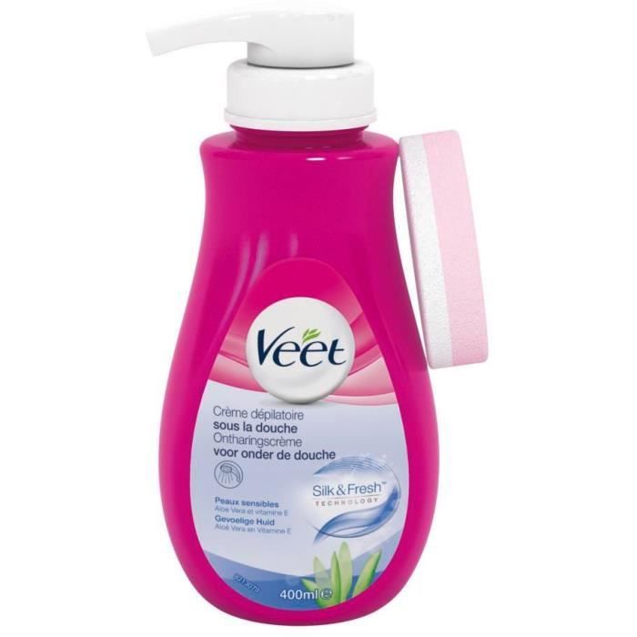 Veet Silk & Fresh Épilation Creme Dépilatoire Sous la Douche Peaux Sensibles 400ml