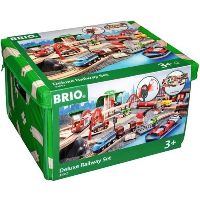 Brio World Circuit de Chemin de Fer Deluxe  - Coffret 87 pieces - Circuit de train en bois - Ravensburger - Des 3 ans - 33052