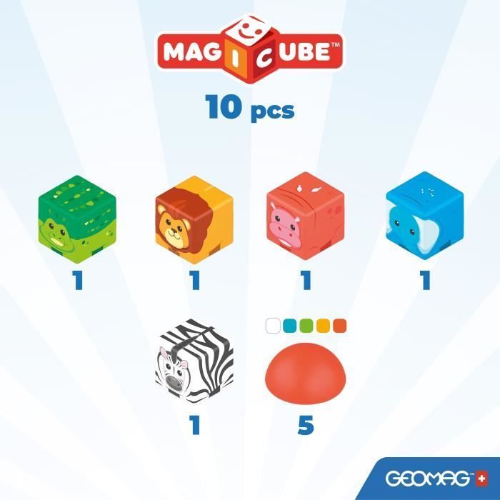 Image secondaire de Blocs magnétiques - GEOMAG - Safari - 10 pieces - Éducatif - Plastique recyclé - Des 12 mois