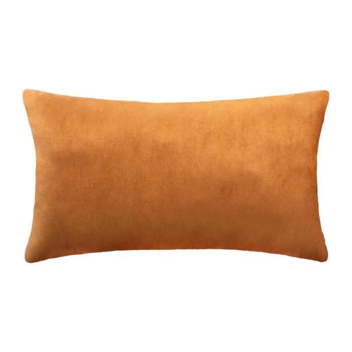 Coussin Suede Frange Pop - 30 x 50 cm - Jaune Ocre