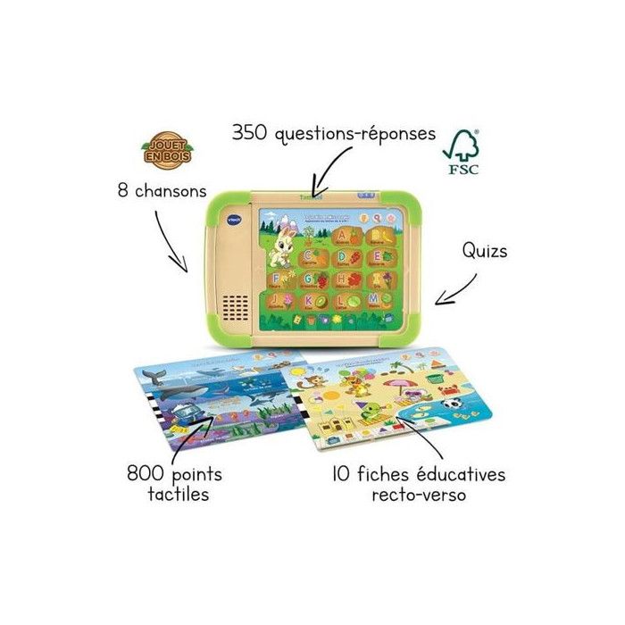 VTECH - Play Green - Tactikid, ma Tablette Educative - Jouet Bois FSC