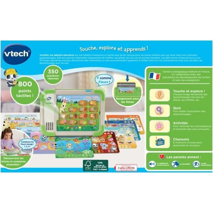 VTECH - Play Green - Tactikid, ma Tablette Educative - Jouet Bois FSC