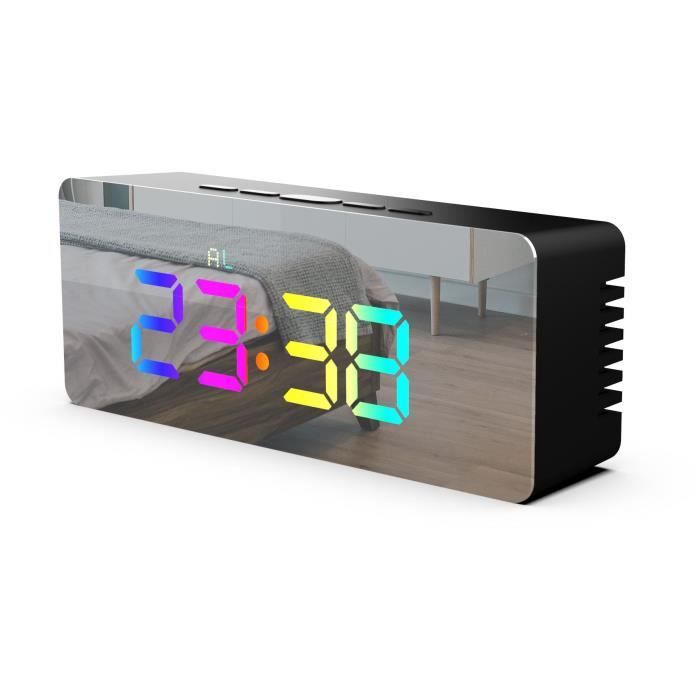 EVOOM MIRROR RGB LED Alarm Clock - Built-in Mirror