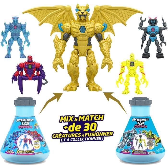 Pack de 2 figurines - MRBEAST LAB - Mix & Match - 2 FIG HYBRIDS Moitié de figurine DRAGON