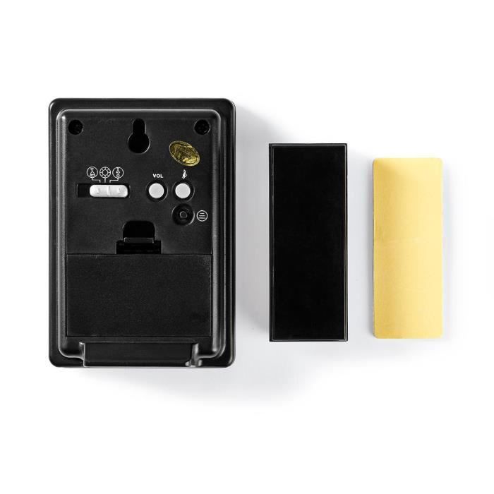 NEDIS Kit de sonnette sans fil - Alimentation par pile - 36 mélodies - Noir et aluminium